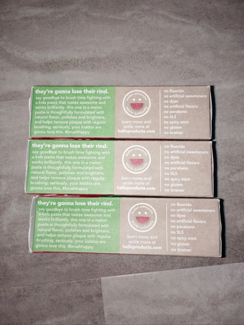 Hello Fresh Watermelon Fluoride Free Toothpaste Kids All Ages 4.2 oz Lot of 3 Se